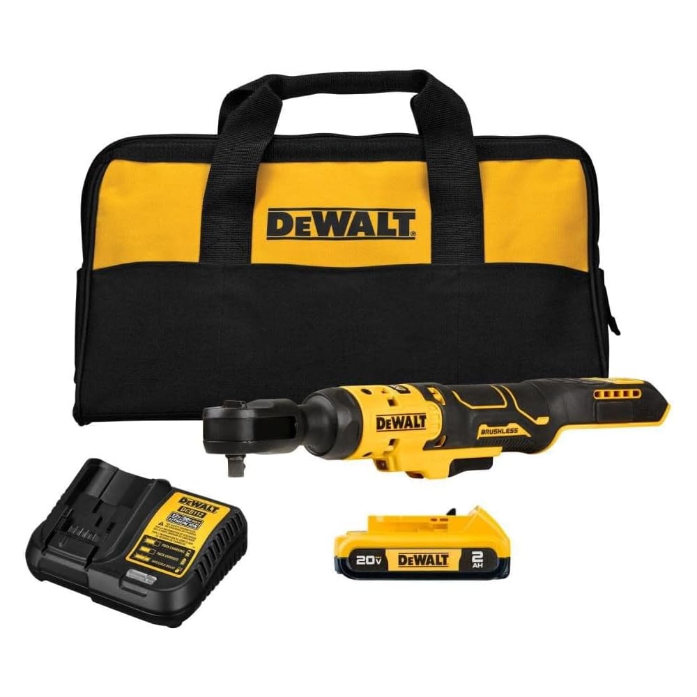 DEWALT 20V MAX Ratchet Set, 3/8 inch, 70 lbs of Torque, Battery and Storage Bag Included (DCF513D1)