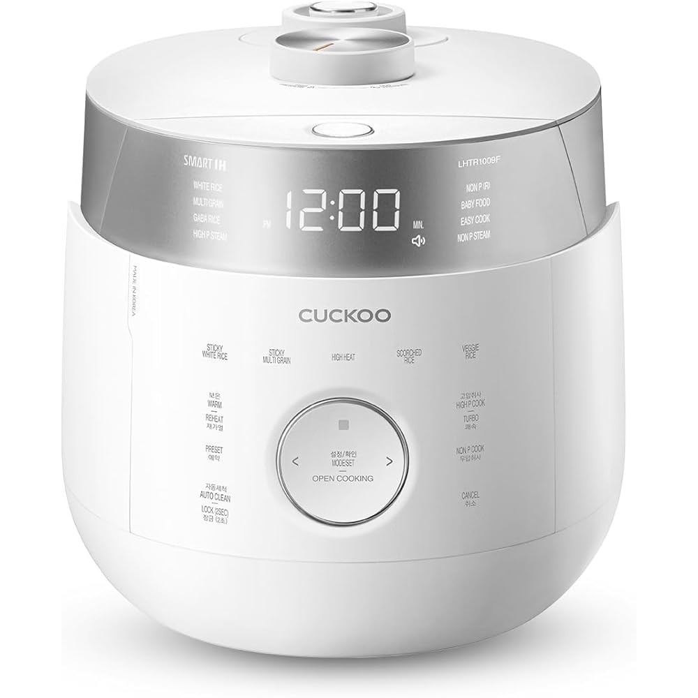 CUCKOO CRP-LHTR1009FW 10-Cup (Uncooked) / 20-Cup (Cooked) Induction Heating Twin Pressure Rice Cooker with Nonstick Inner Pot, 16 Menu Modes, 3 Voice Guide, Auto Clean (White)
