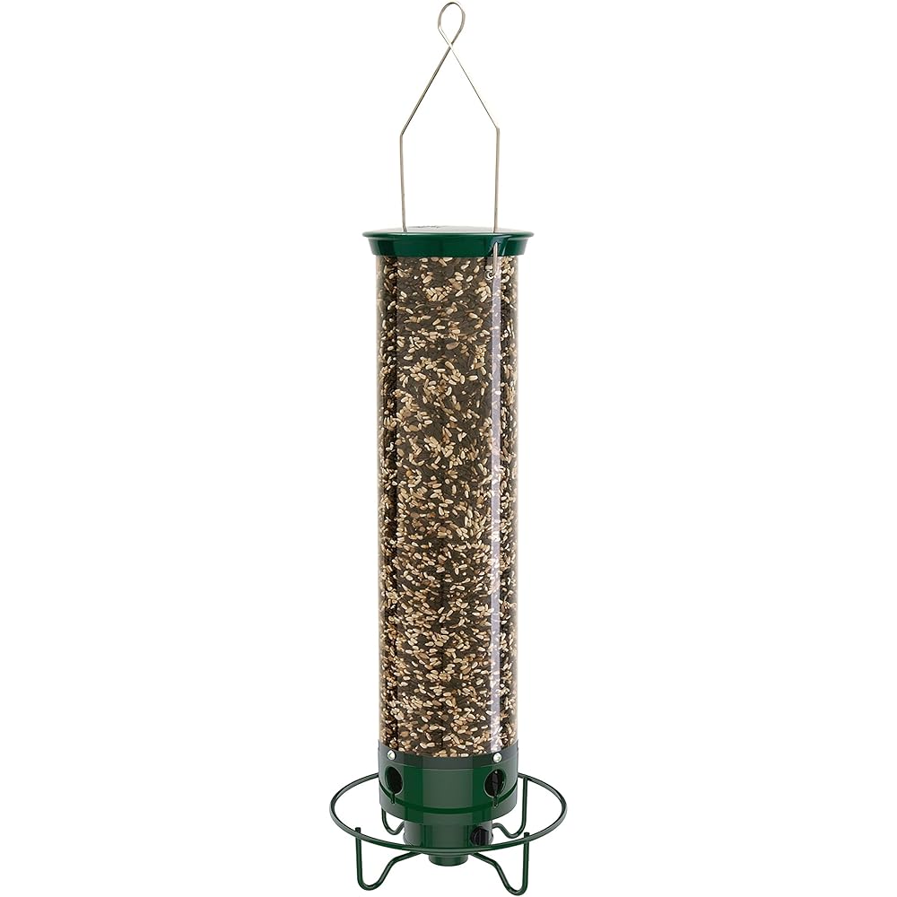 Droll Yankees Squirrel Proof Bird Feeders for Outdoors Flipper, Collapsible Perches, 5-Pound Seed Capacity, Blue
