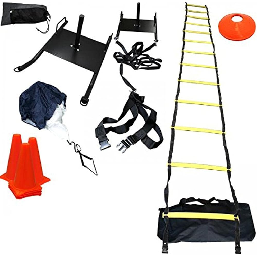 Bluedot Trading Power Running Training Speed Weight Sled, Ladder, Agility Cone Set for Athletic Exercise and Speed Improvement, Conditioning, and Cross-Training