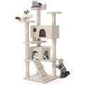 MoNiBloom 60 Inch Cat Tree Tower for Indoor Cats Large Adults, Cat Tower with Scratching Post, Multi-Level Furniture Activity Center with Cat Condo Pet Play House, Beige