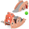 Costzon 4 in 1 Toddler Slide Rocking Toy, Slide for Kids with Basketball Hoop, Rocking Horse, Climber Playground Kids Slide for Both Indoors Outdoor Use (Pink Frog)