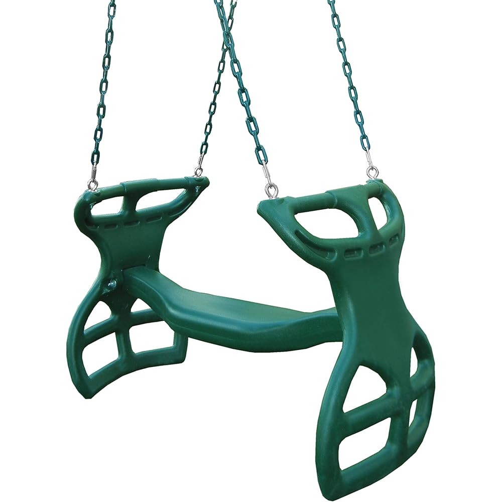 Swing-N-Slide WS 3452 Heavy Duty Two Person Dual Glider Swing, with Coated Chains to Prevent Pinching, 18" W x 25 in H x 40" L, Green