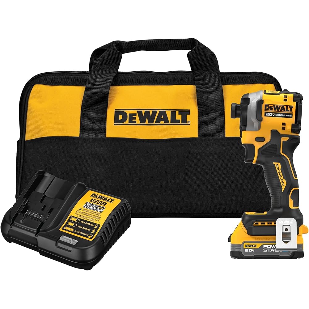 DEWALT 20V MAX ATOMIC Cordless Impact Drill Driver Kit, 1/4 Inch, Battery and Charger Included (DCF850E1)