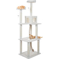 Cat Tree 6-Foot Cat Tower for Indoor Cats with Napping Perches, Kitty Condo, 9 Cat Scratching Posts, 2 Hanging Toys, and Rope by PETMAKER (Ivory)