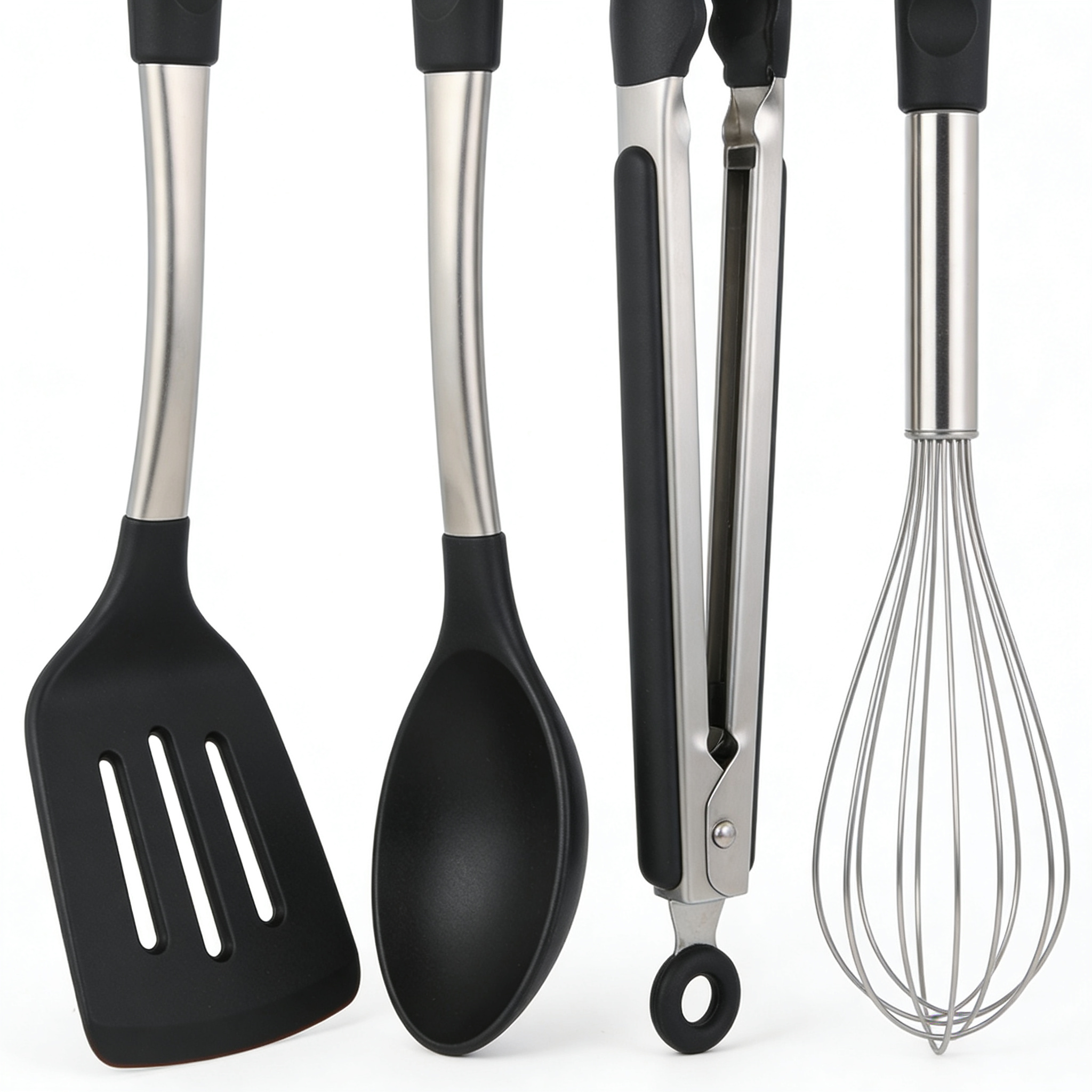 Cuchfixqq Juego de utensilios de cocina de silicona y acero inoxidable, 33 piezas de espátulas y cucharas para ollas y sartenes antiadherentes