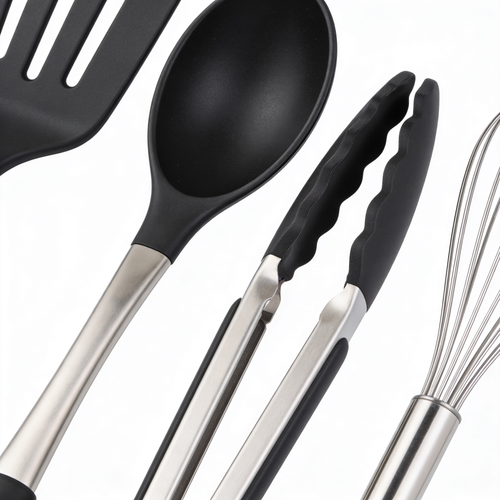Cuchfixqq Juego de utensilios de cocina de silicona y acero inoxidable, 33 piezas de espátulas y cucharas para ollas y sartenes antiadherentes