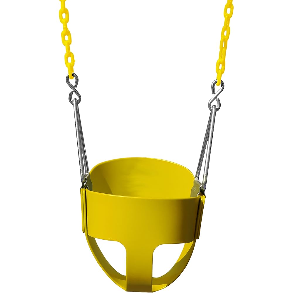 Swing-N-Slide WS 2082 Full Bucket Toddler Swing with Chains, 50 Pound Capacity, Yellow
