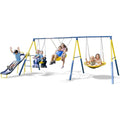 Sportspower Super Star Outdoor Kids Metal Swing Set2 Swings, 1 Flying Saucer, 1 Glider, 1 Wavy Slide Exceeds ASTM Standards