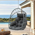 DWVO Egg Chair Without Stand, Basket Chair Hanging Outdoor Rattan Wicker Patio Hammock Indoor Egg Chair with Cushion, Hanging Swing Chair 300lbs for Porch, Garden, Bedroom, Balcony, Gray