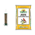 Droll Yankees YF-M Yankee Flipper Squirrel-Proof Wild Bird Feeder with Weight Activated Rotating Perch 5Lbs Seed Capacity and Wagner's 76027 Black Oil Sunflower Wild Bird Food, 25-Pound Bag