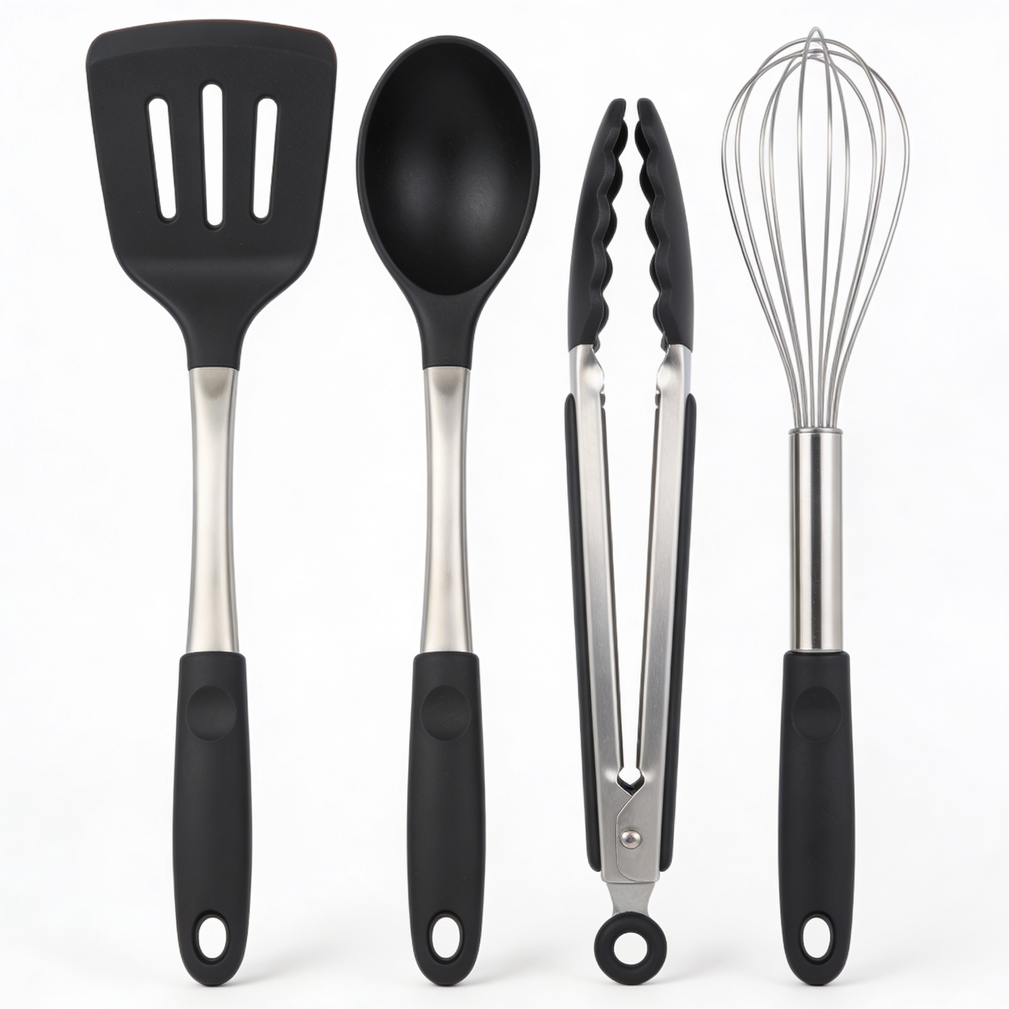 Cuchfixqq Juego de utensilios de cocina de silicona y acero inoxidable, 33 piezas de espátulas y cucharas para ollas y sartenes antiadherentes