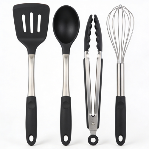 Cuchfixqq Juego de utensilios de cocina de silicona y acero inoxidable, 33 piezas de espátulas y cucharas para ollas y sartenes antiadherentes