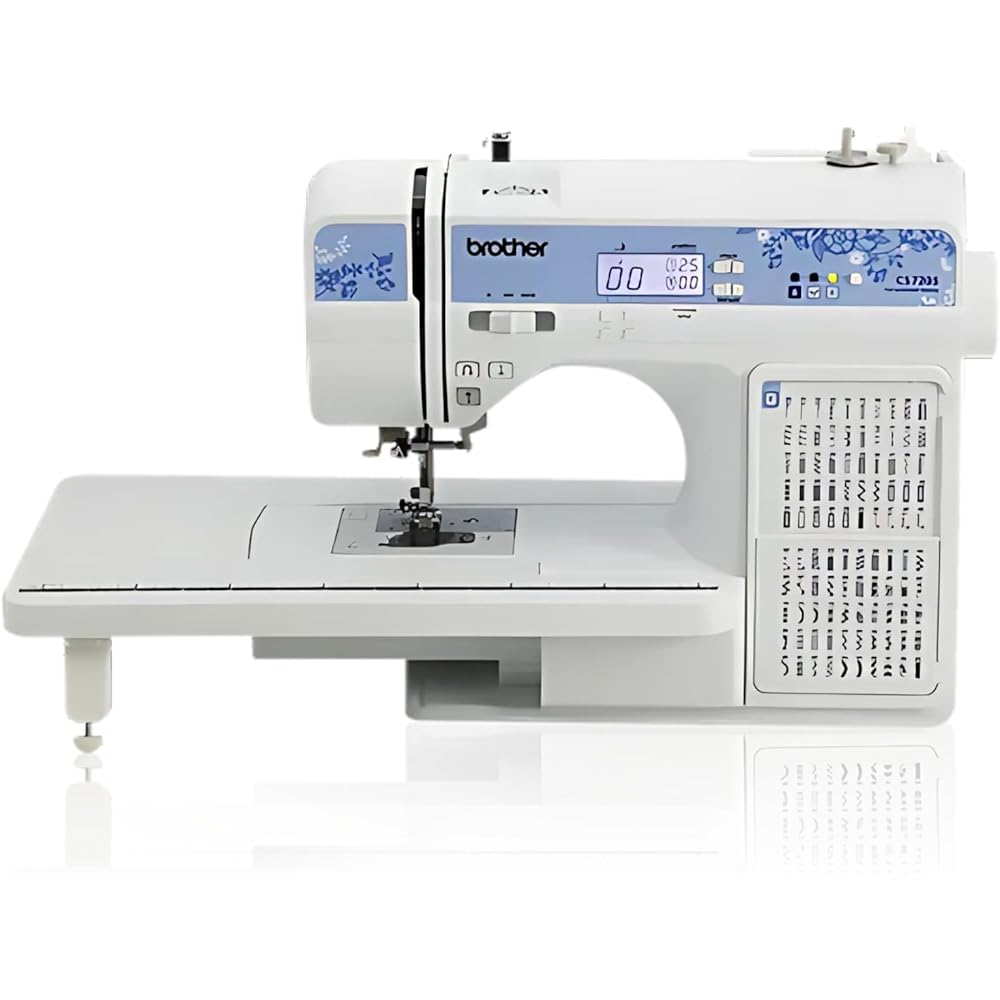 Brother CS7205 Computerized Machine, 150 Built Stitches, 1 Font, Wide Table, 11 Sewing Feet, White