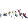 Surf N Swing'in 6 User / 5 Station Metal Backyard Playground Swing Set. 180" L x 104" Deep x 74" H, by XDP Recreation