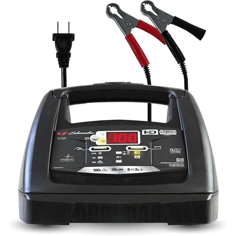 Schumacher Electric 6V / 12V Battery Charger &amp; Engine Starter Fully Automatic Battery Maintainer &amp; Charger for AGM &amp; Standard Batteries SC1308