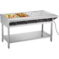VEVOR 4-Pan Commercial Food Warmer, Electric Steam Table with Independent Temperature Control, 450W x 4 Stainless Steel Buffet Catering Food Warmer with Undershelf and Workspace, for Restaurant