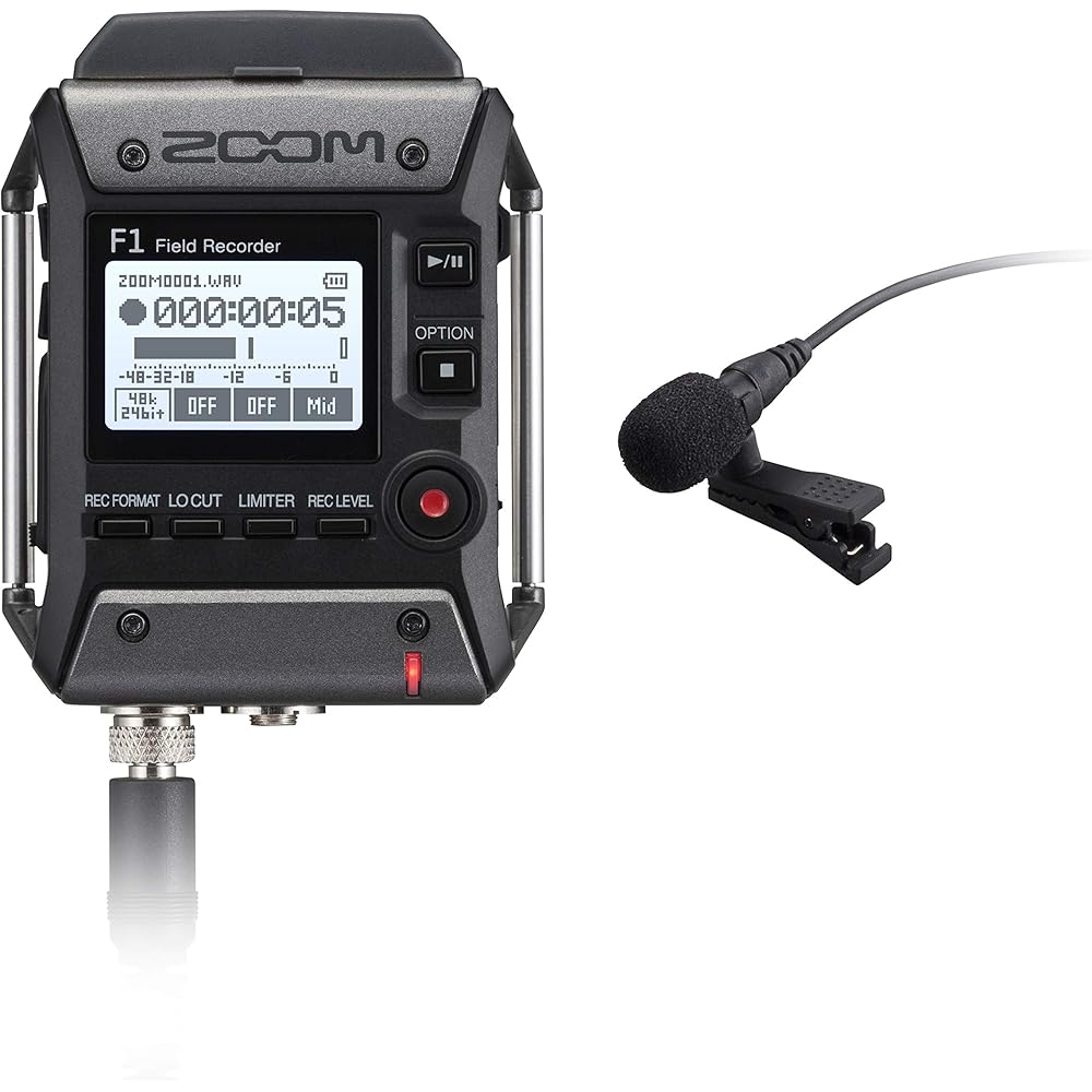 Zoom F1 Field Recorder with Lavalier Microphone with SanDisk 32GB Extreme microSDHC Class 10 U3 Memory Card