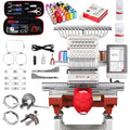 POOLIN Multi Needles Commercial Embroidery Machine with Auto Color Change, 13.8x19.7 Inch Embroidery Area, WiFi Transfer, Includes All Accessories for Hats, T-Shirts &amp; Hoodies