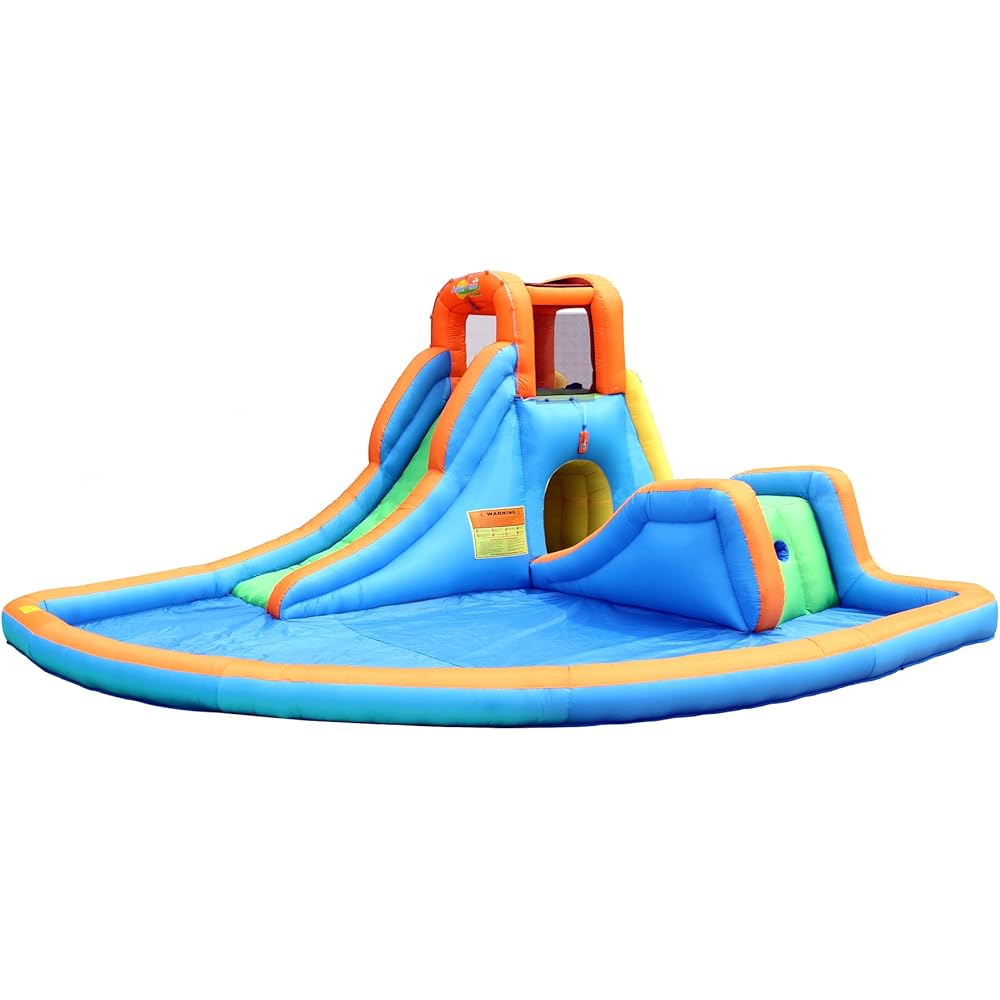 Bounceland Inflatable Cascade Water Slide with Large Pool, Two Water Slides, Water Sprayer for Splashing, UL Strong Blower Included, 16.5 ft x 16.5 ft x 7 ft H, Summer Party Must Have