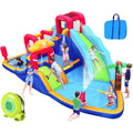 ELEMARA 10 in 1 Inflatable Water Slide, Inflatable Water Park with Blower, 2 Slides &amp; 2 Climbing Walls &amp; 2 Water Guns, Deep＆Splash Pool, Water Slides for Kids Backyard for 6
